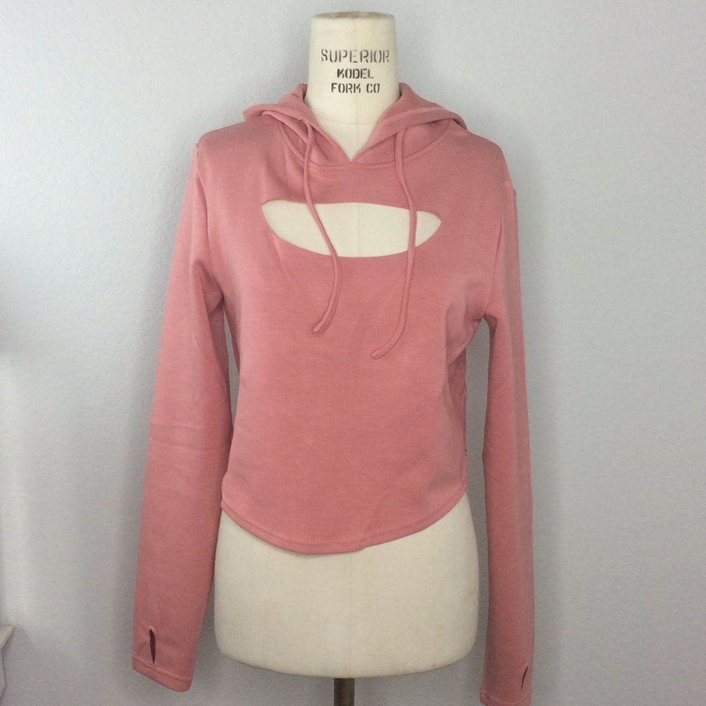 BuffBunny Pink Cutout Hoodie Sweater